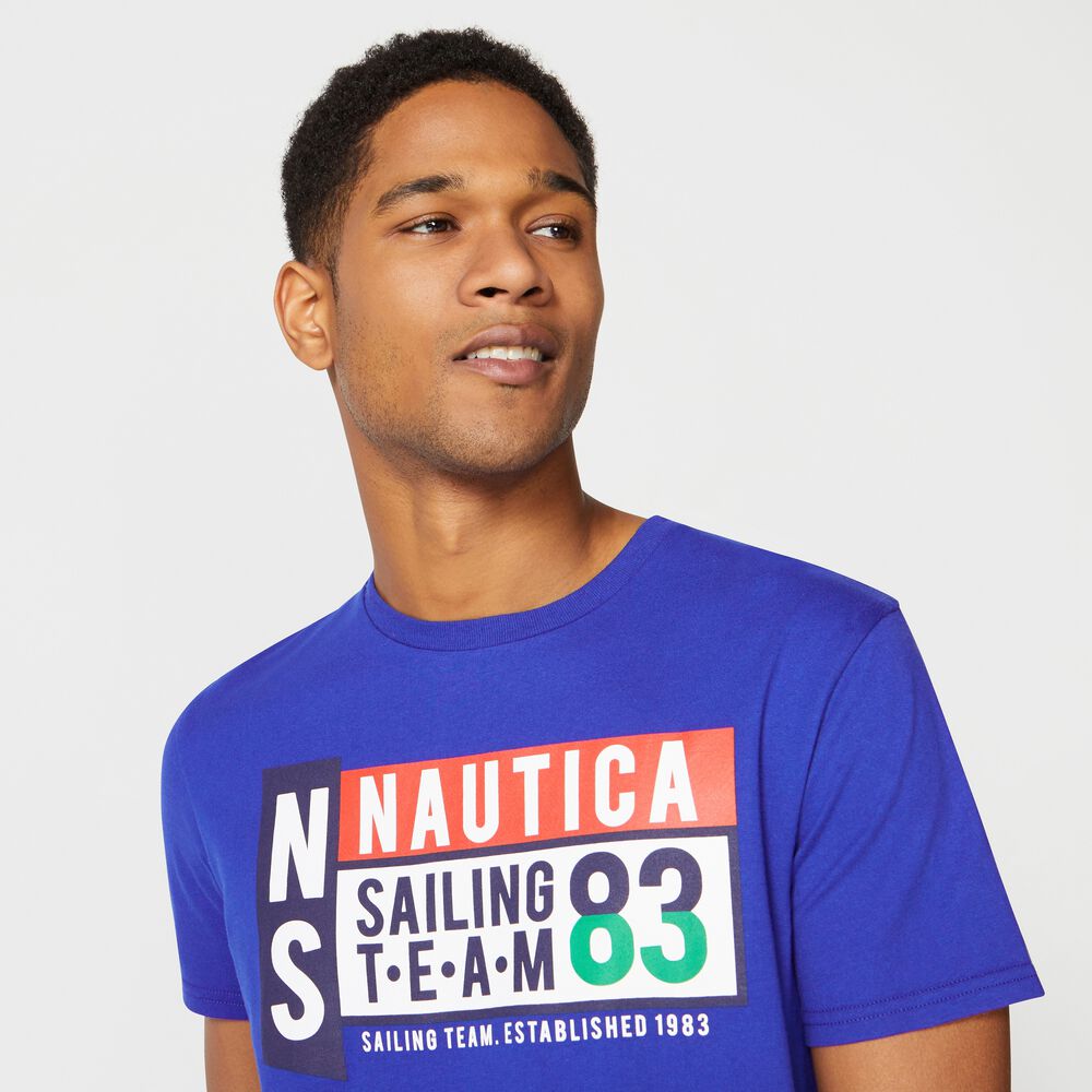NAUTICA SAILING TEAM GRAPHIC TEE,Lapis,large