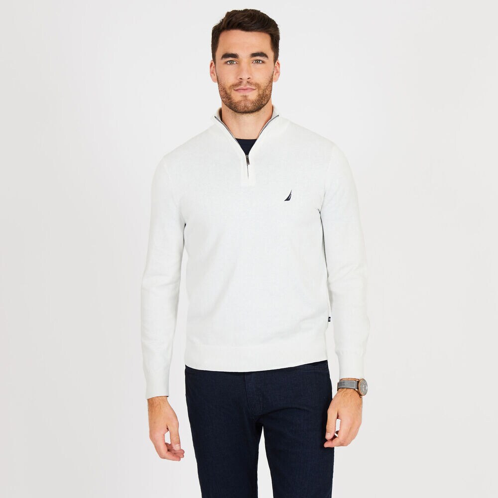Big & Tall Quarter-Zip Mock-Neck Sweater,Marshmallow,large