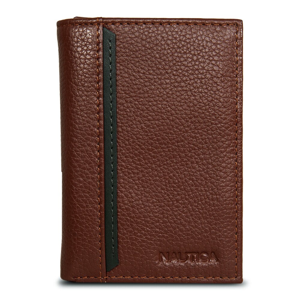 Leather Trifold Wallet,Camel Heather,large