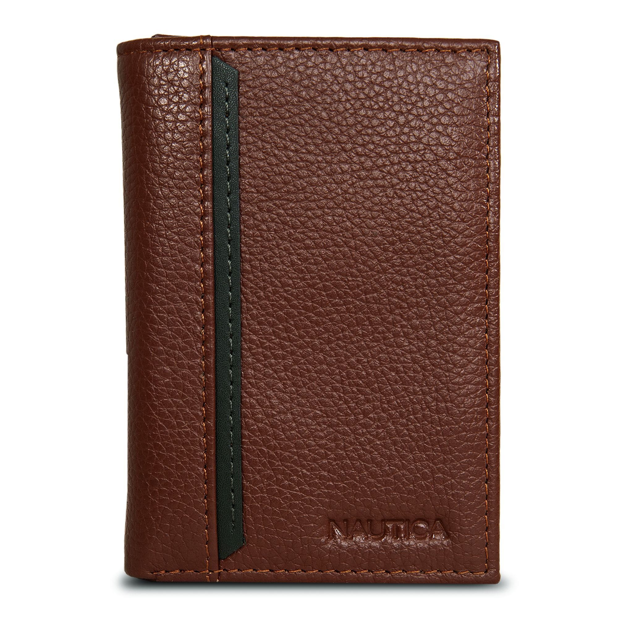 Leather Trifold Wallet,Camel Heather,large