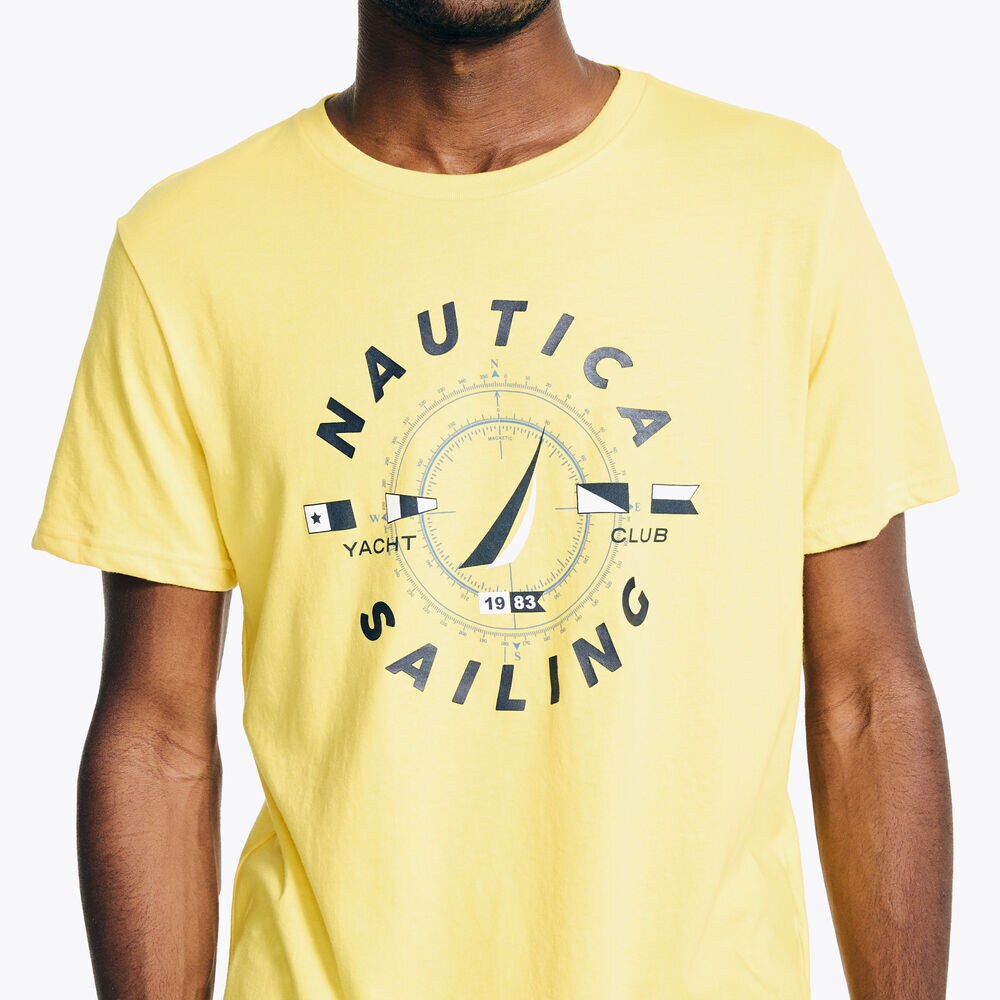 Nautica Sailing Graphic T-Shirt,Soft Yellow,large