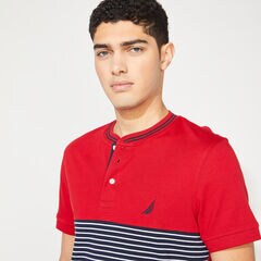 SLIM FIT STRIPE HENLEY,Nautica Red,large