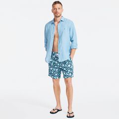SUSTAINABLY CRAFTED 8" TROPICAL PRINT SWIM,Star Sapphire,large