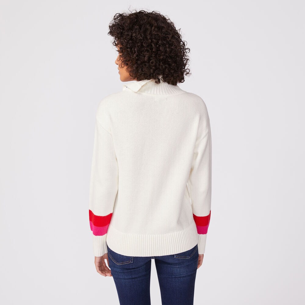 CHEVRON SNAP-BUTTON TURTLENECK,Marshmallow,large