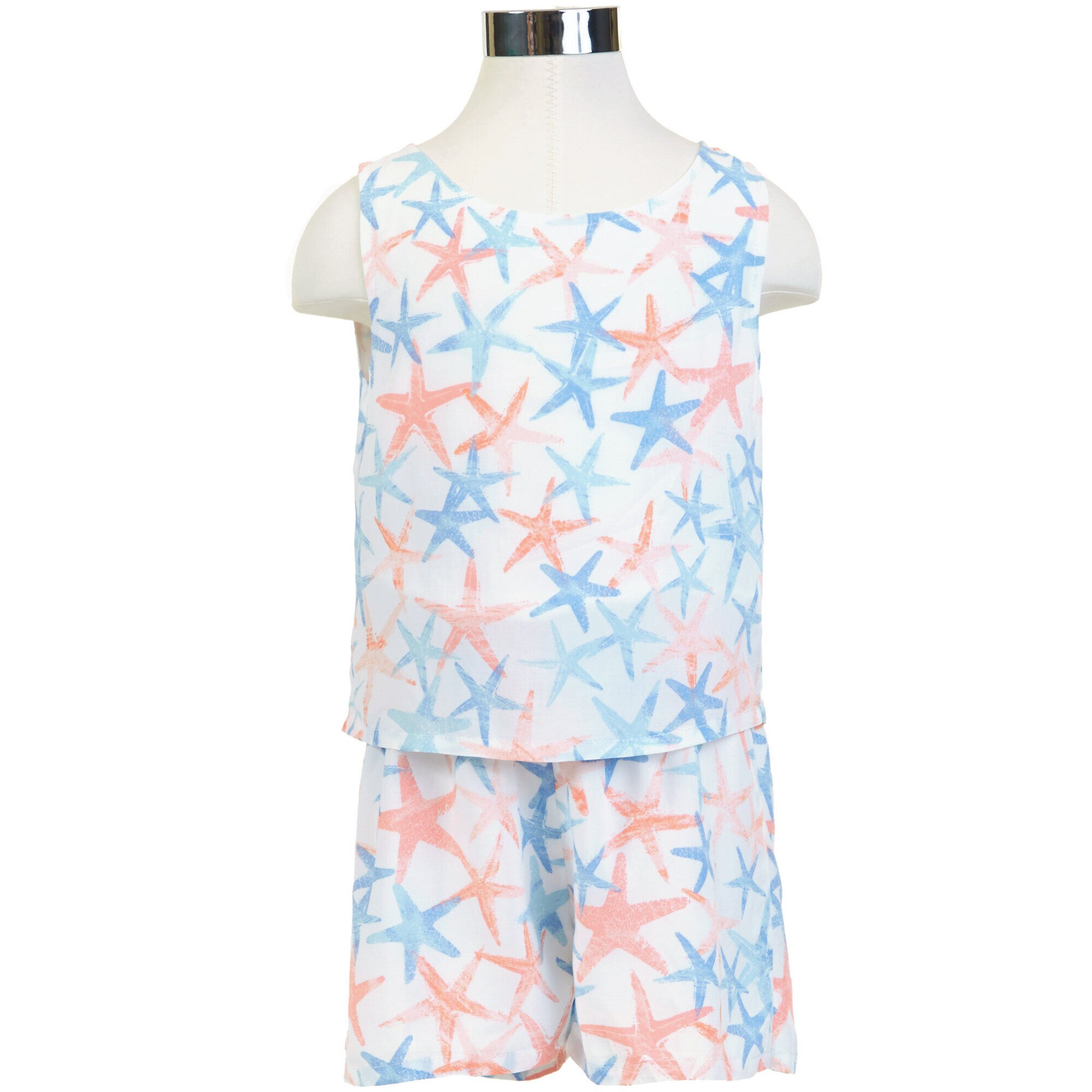 Little Girls' Starfish Romper (2T-7),Sail White,large