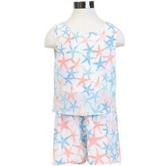 Little Girls' Starfish Romper (2T-7),Sail White,large