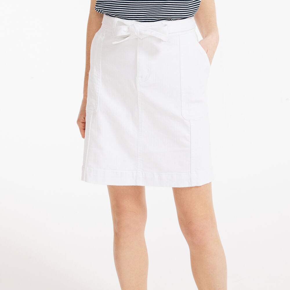 NAUTICA JEANS CO. BELTED STRETCH-DENIM SKIRT,Shell,large