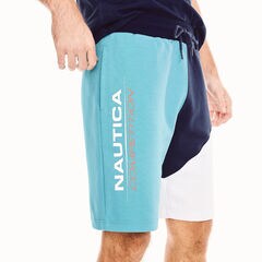 COMPETITION COLORBLOCK LOGO FLEECE SHORT,Navy,large
