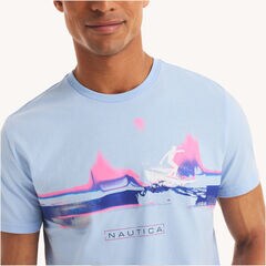 Surfing Graphic T-Shirt,Azure Blue,large