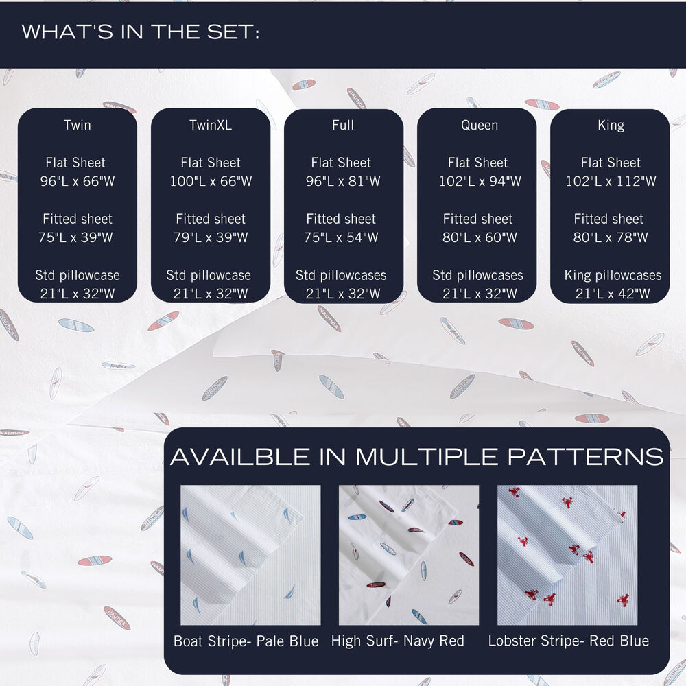 High Surf Queen Sheet Set,Blue Depths,large