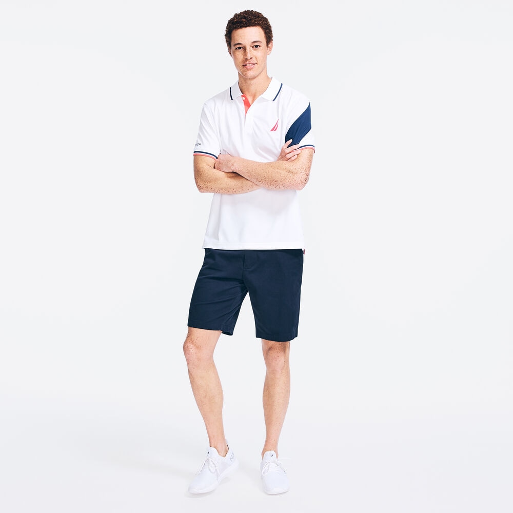 CLASSIC FIT PERFORMANCE NAVTECH COLORBLOCK SLEEVE POLO,Bright White,large