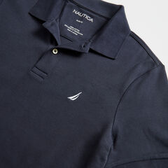 SLIM FIT INTERLOCK POLO,Navy,large