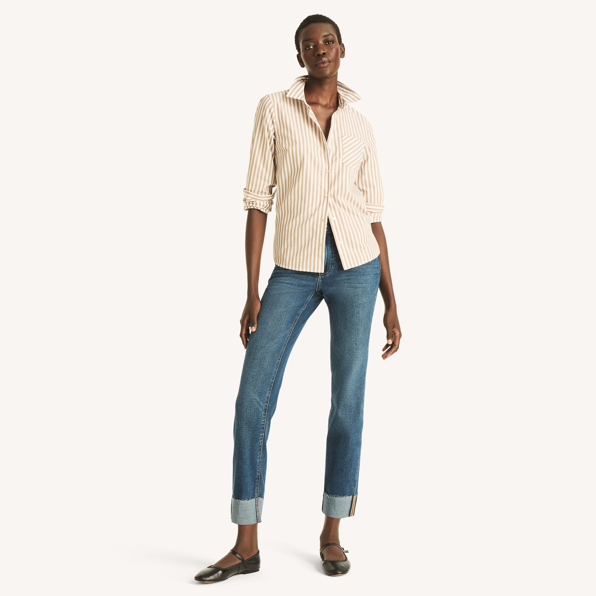 Cuffed Straight Jean,Delphinium Blue,large