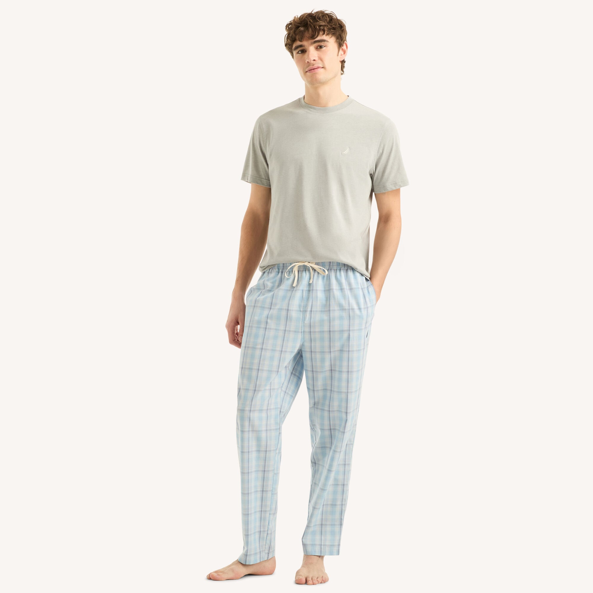 Plaid Pajama Pant Set,Ballard Blue,large
