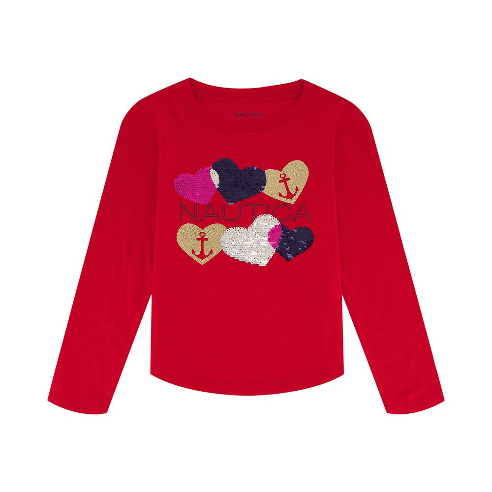 Toddler Girls' Hearts Long-Sleeve T-Shirt (2T-4T),Raspberry,large