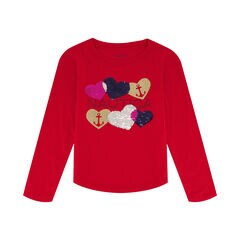 Toddler Girls' Hearts Long-Sleeve T-Shirt (2T-4T),Raspberry,large