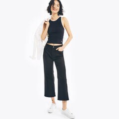 NAUTICA JEANS CO. HIGH-RISE WIDE LEG CROP DENIM,True Black,large