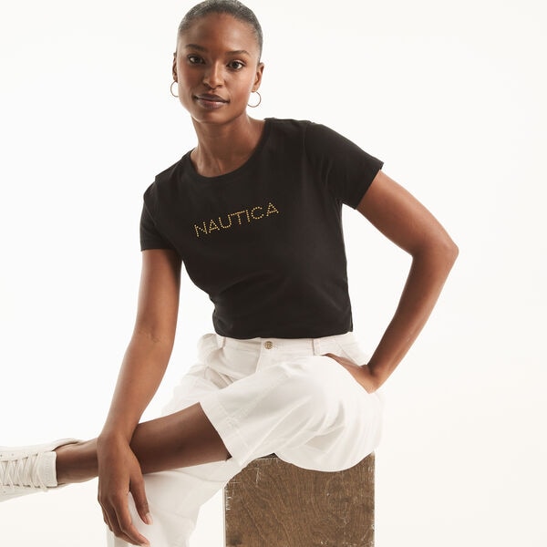 Studded Logo Crewneck T-Shirt
