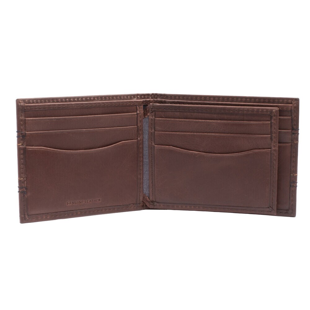 EMBROIDERED LEATHER SLIMFOLD WALLET,Brown Stone,large
