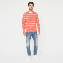 NAVTECH STRIPED CREWNECK SWEATER,Orange,large