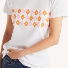 Checkered Graphic T-Shirt,Bright White,large