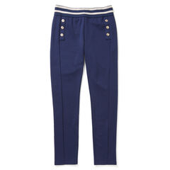 Girls' Ponte Knit Sailor Pants,Navy,large