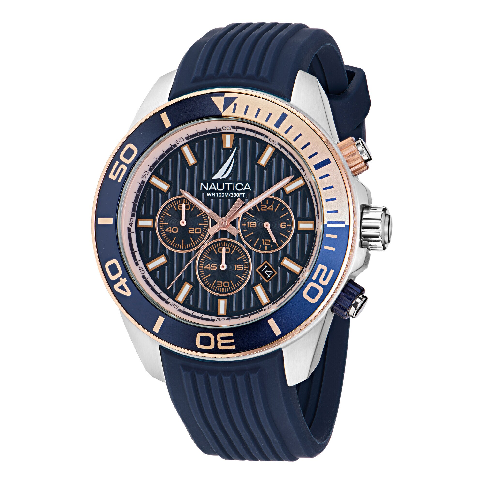 Nautica One Silicone Chronograph Watch,Multi,large