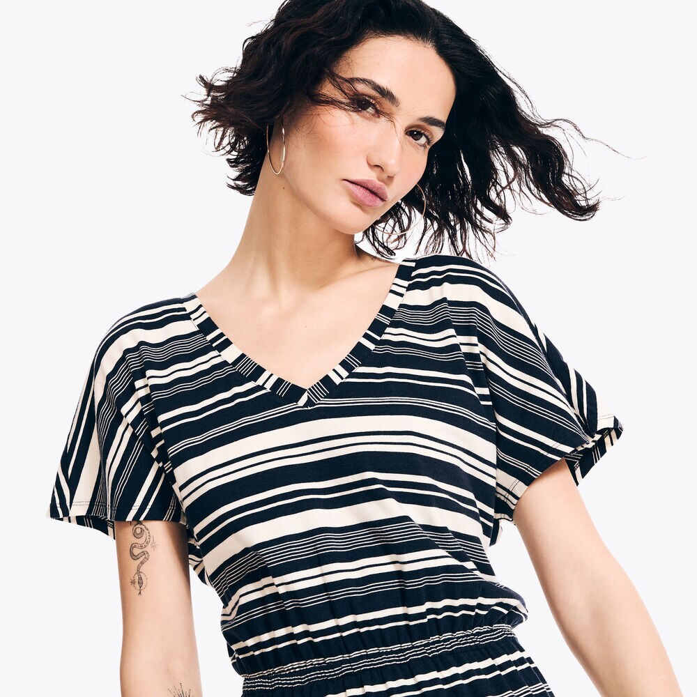Striped Midi Dress,Stellar Blue Heather,large