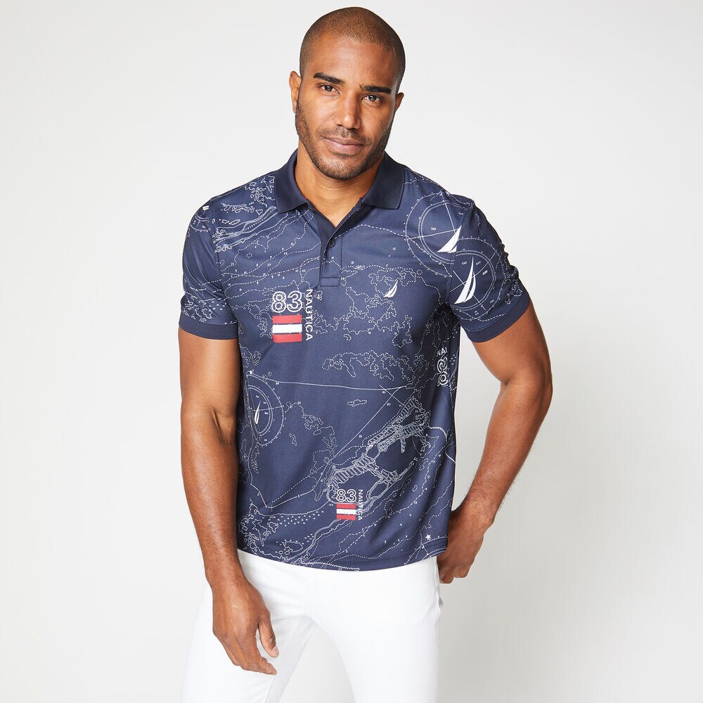 CLASSIC FIT PRINT POLO,Navy,large