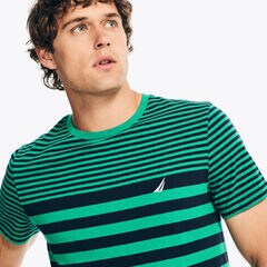 Striped Crewneck T-Shirt,Dark Dill,large