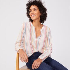 METALLIC MULTICOLOR STRIPE HENLEY,Marshmallow,large