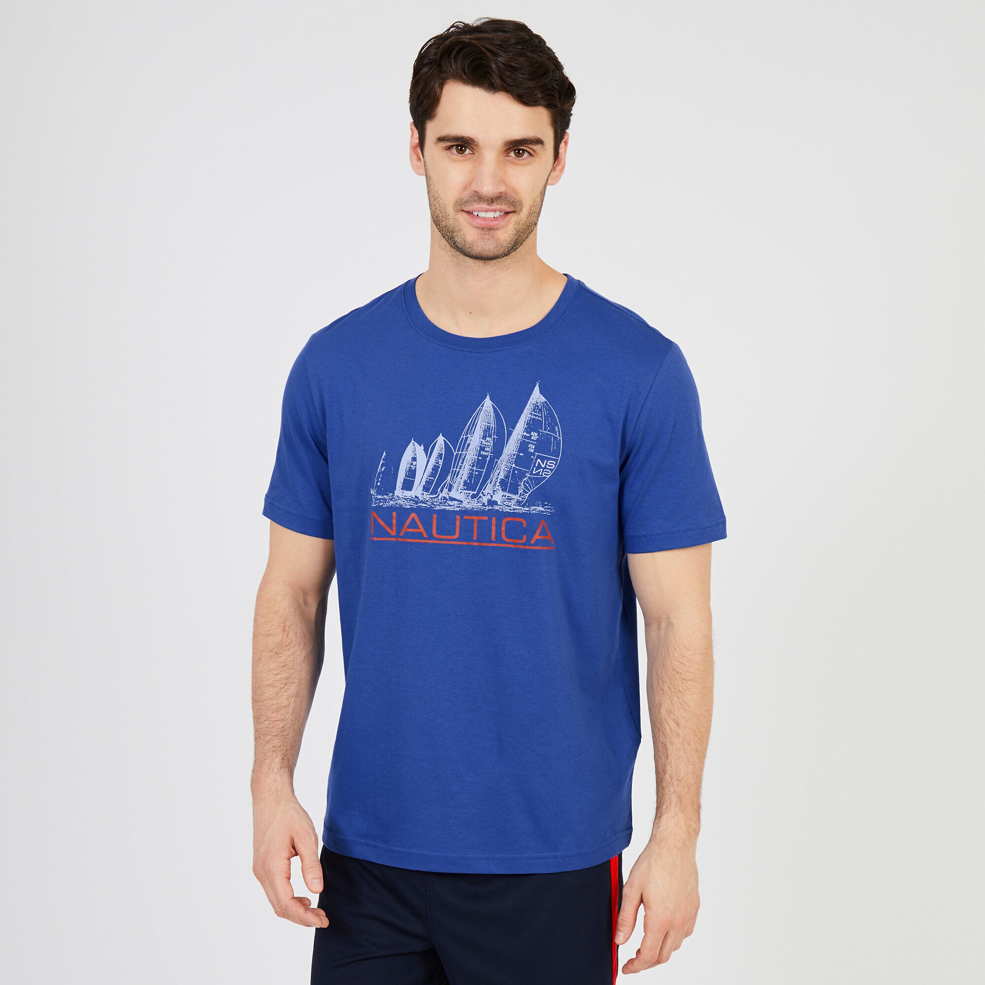 Sketch Sailboat Sleep T-Shirt,J Navy,large