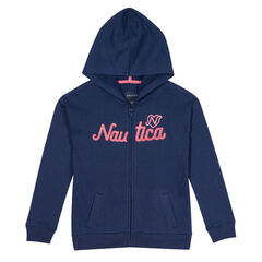 Girls' Logo Fleece Hoodie (7-16),Navy,large