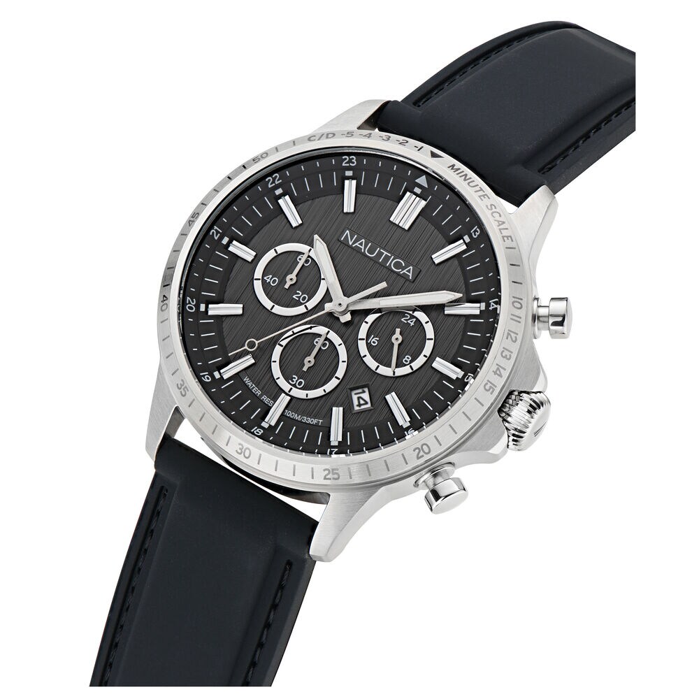 NCT Blue Ocean Chronograph Silicone Watch,Black,large