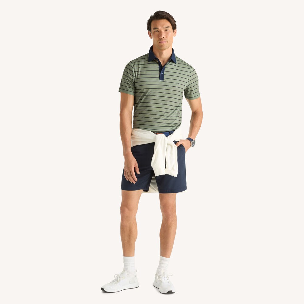 Navtech Striped Polo,Jade Forest Heather,large