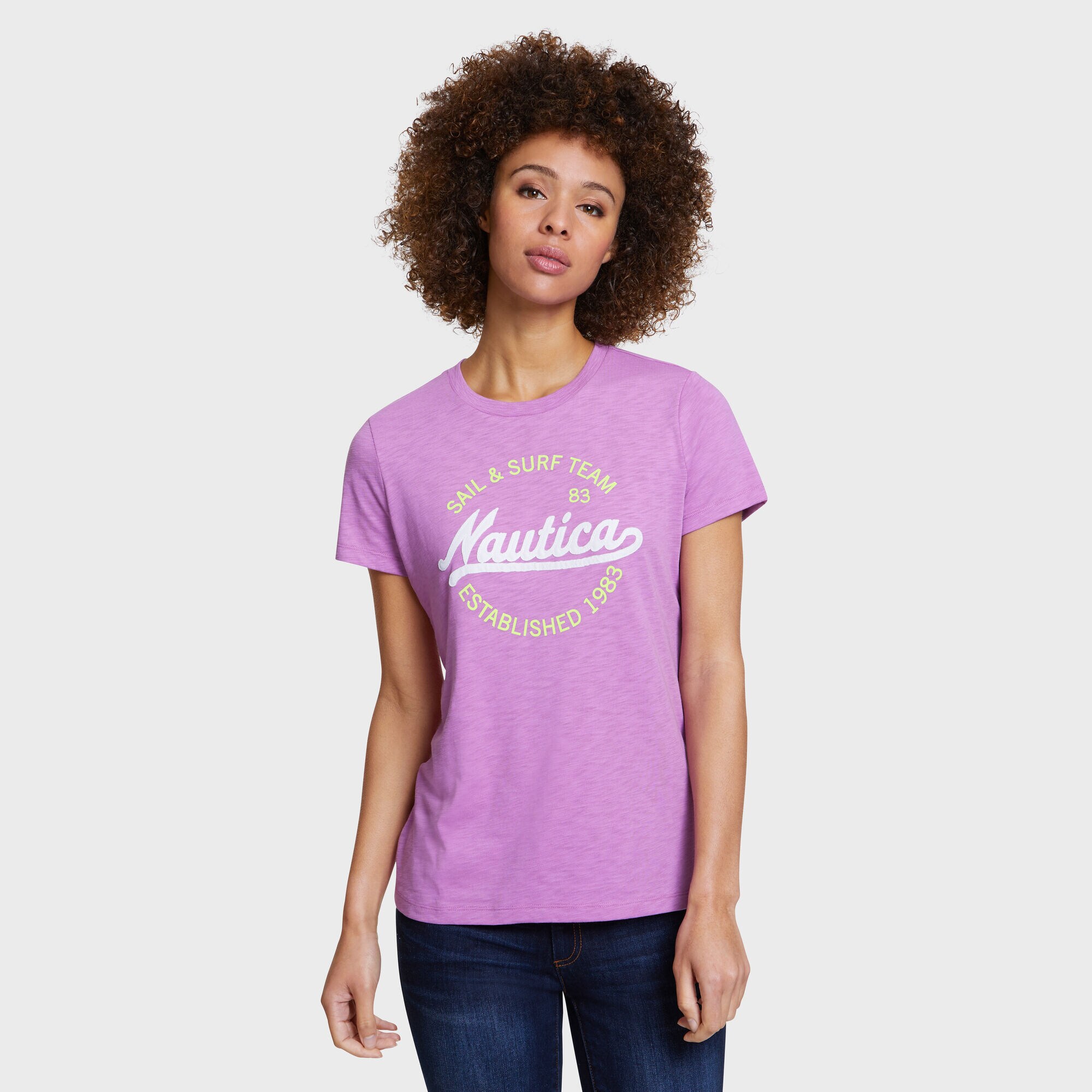 Sail & Surf Team Crewneck T-Shirt,Ocean Violet,large