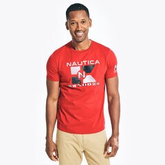 SUSTAINABLY CRAFTED NAUTICA FLAGS GRAPHIC T-SHIRT,Nautica Red,large