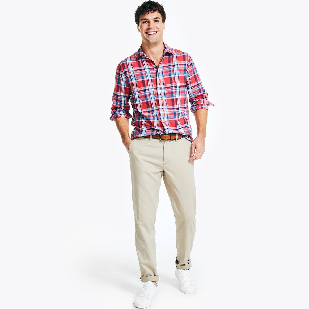 Madras Plaid Shirt,Sailor Red,large