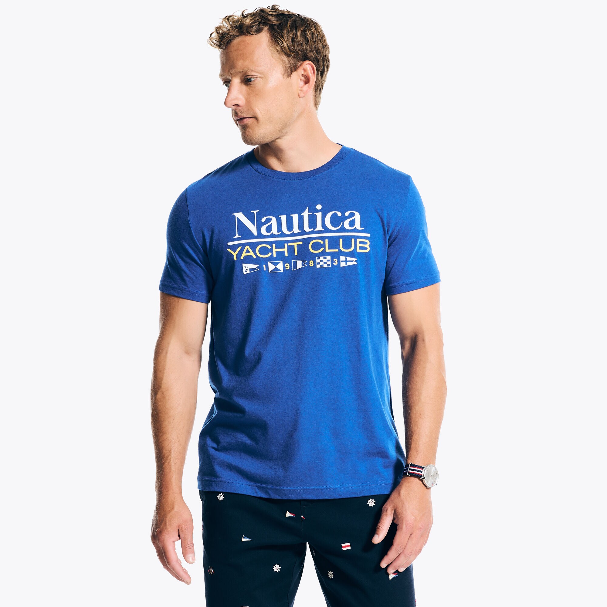Yacht Club Graphic T-Shirt,Bright Cobalt,large
