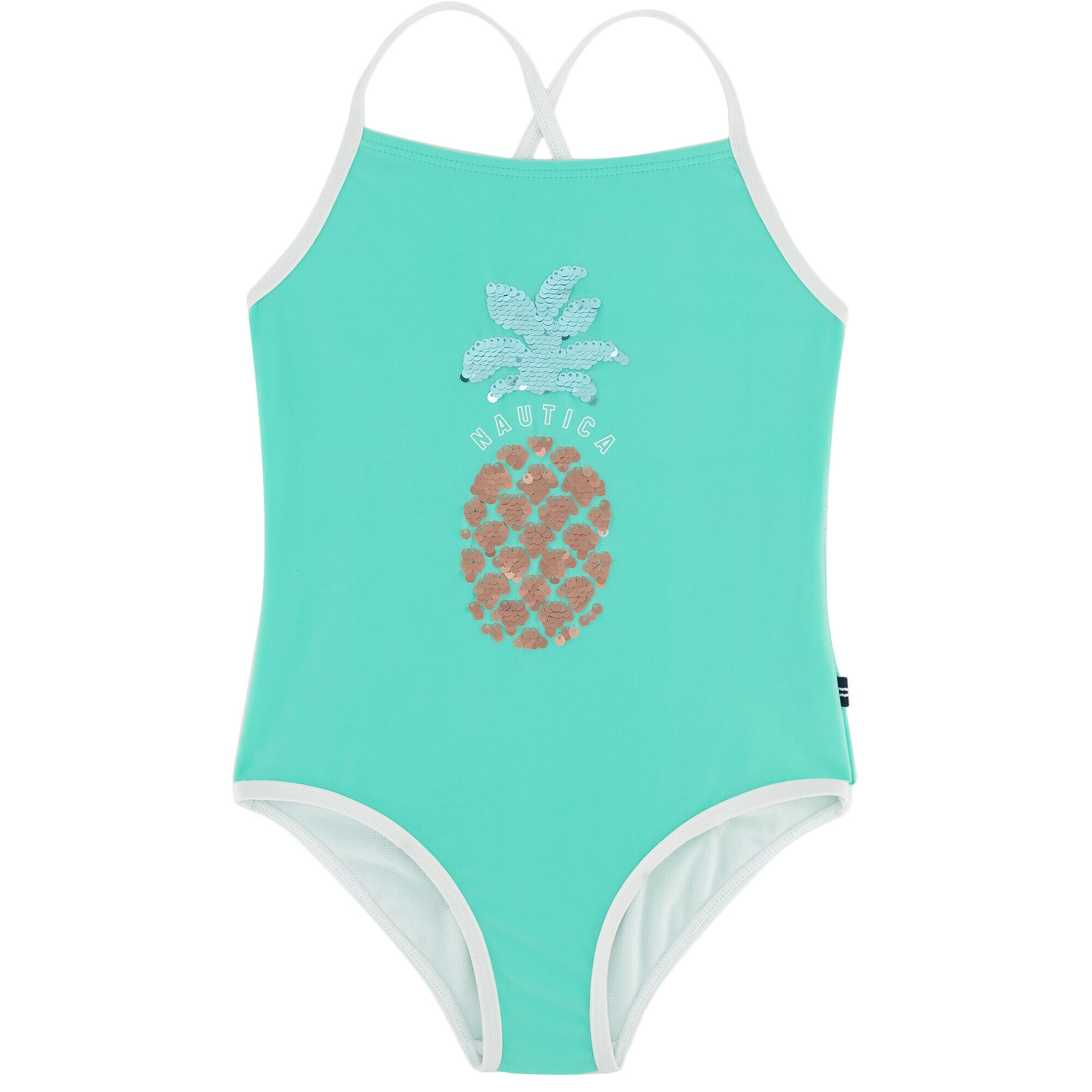 TODDLER GIRLS' PINEAPPLE FLIP SEQUIN ONE-PIECE SWIM (2T-4T),Wave Green,large