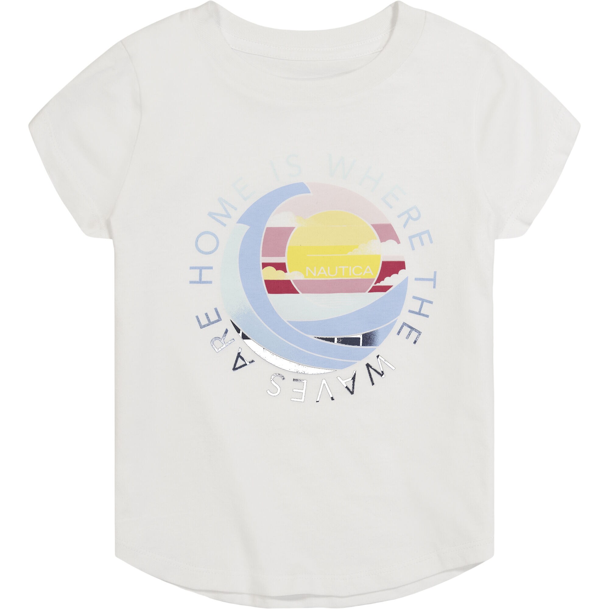 TODDLER GIRLS' HOME IS WAVES T-SHIRT (2T-4T),Antique White Wash,large