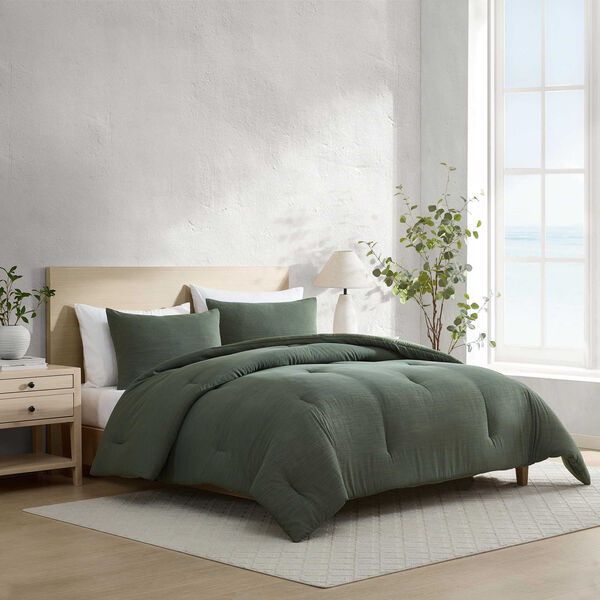 Herringbone Chenille Green Full/Queen Comforter Set