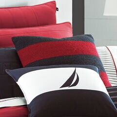 Mainsail Striped Sweater-Knit Throw Pillow,Parfait Pink,large