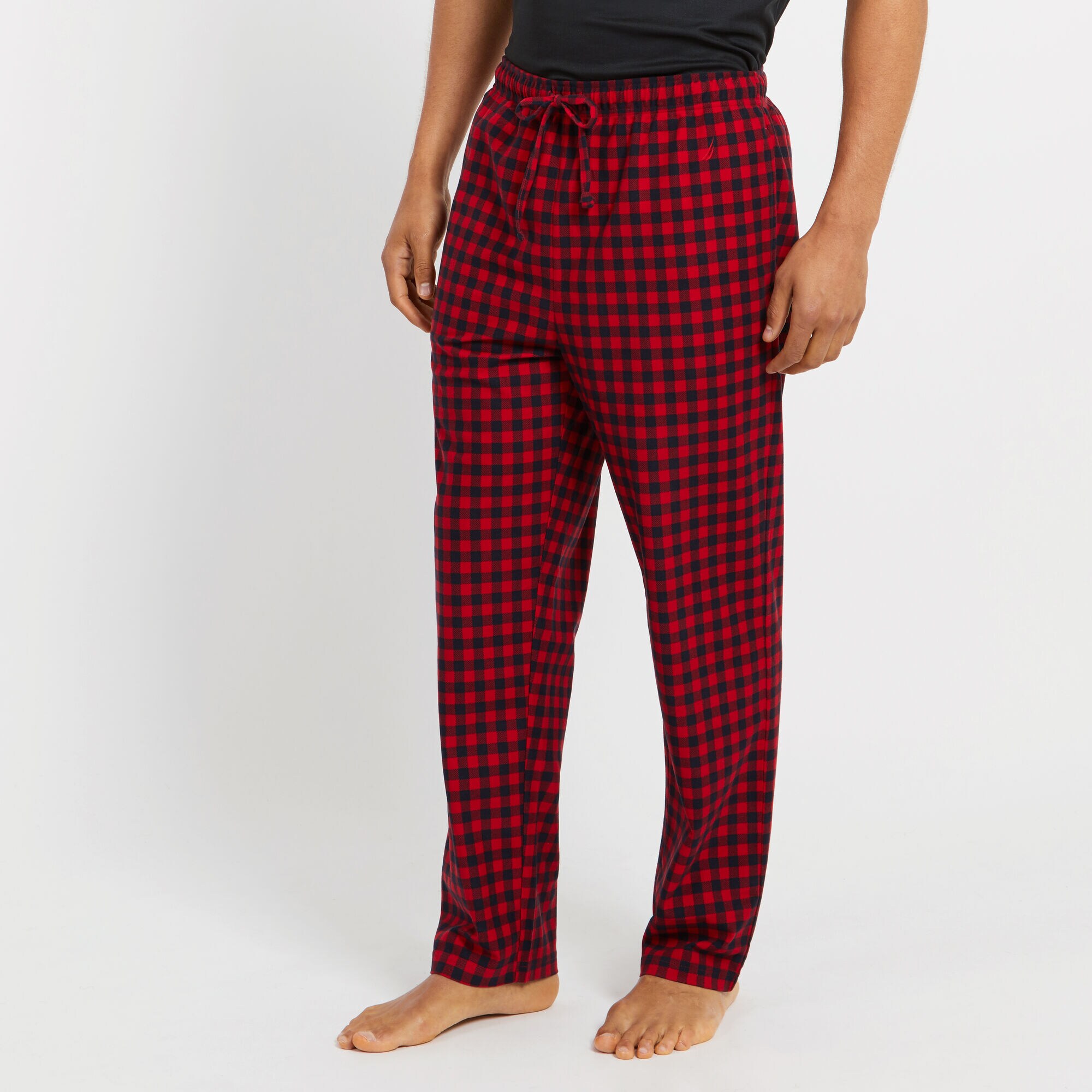 Fleece Gingham Pajama Pants,Nautica Red,large