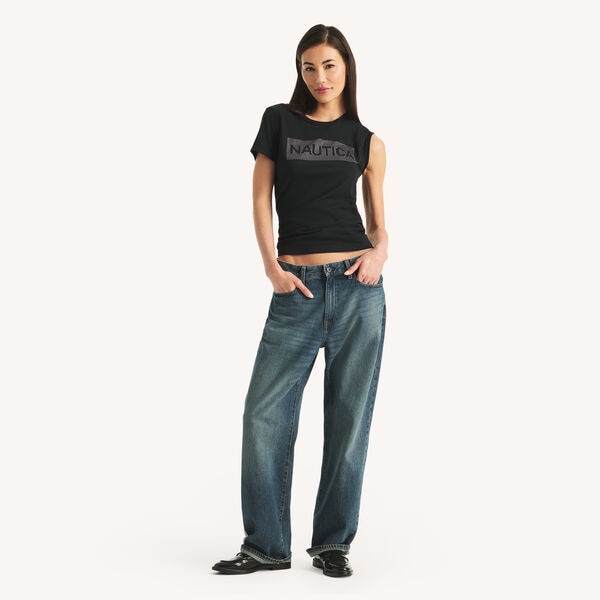 Rhinestone Logo Graphic T-Shirt