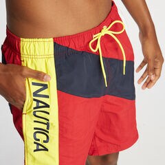 8" DIAGONAL PIECED QUICK-DRY SWIM,Nautica Red,large
