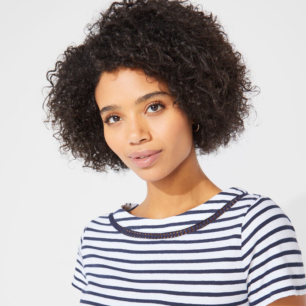 CROCHET-TRIMMED STRIPED TOP,Stellar Blue Heather,large