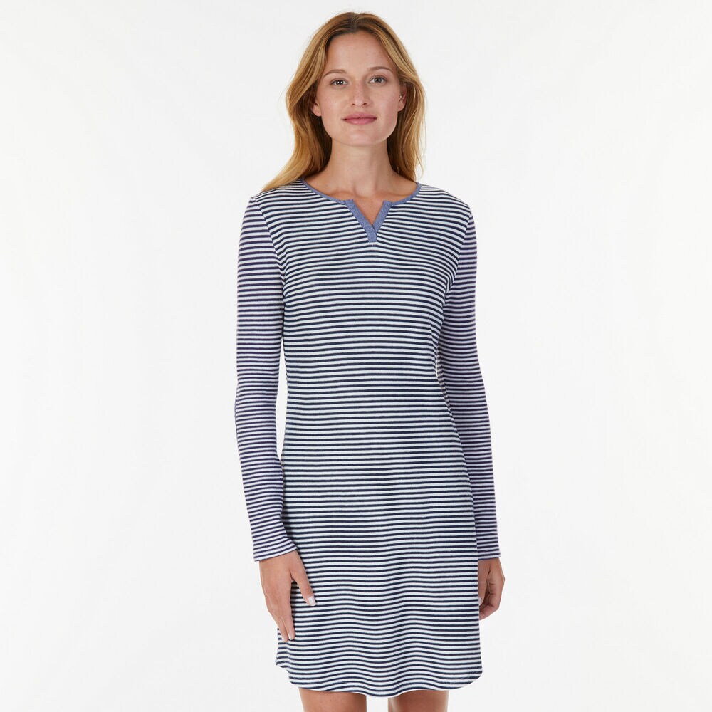 Chambray Stripe Sleep Shirt ,Arctic White,large