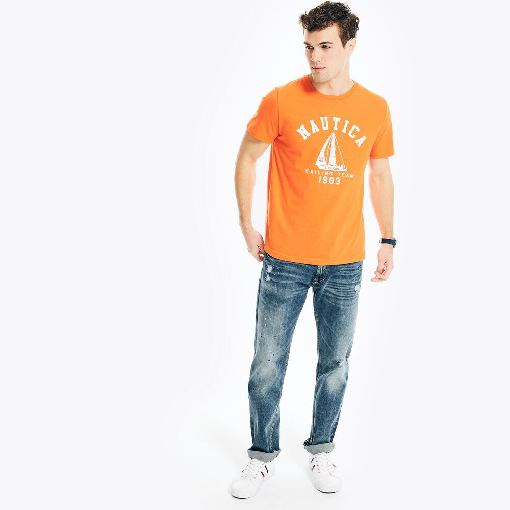BIG & TALL SUSTAINABLY CRAFTED SAILING TEAM GRAPHIC T-SHIRT,Tropic Orange,large