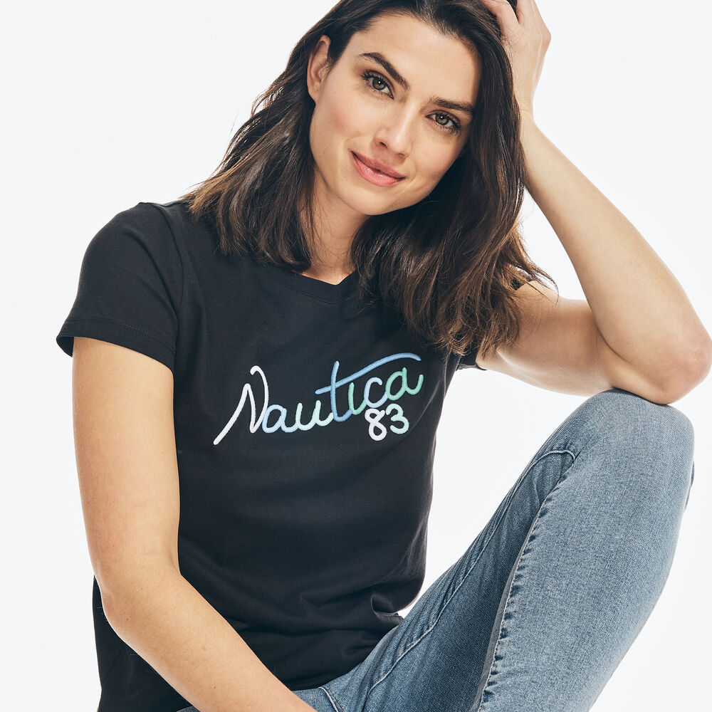 EMBROIDERED LOGO T-SHIRT,True Black,large